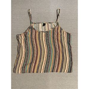 Multicolor Tribal‎ Print Tank Top Size L Boho Festival Sleeveless Top